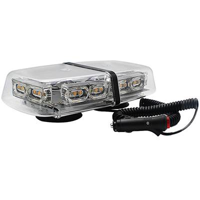 Foxfire magnetic strobe warning vehicle light with LED light off and car auxiliary power cord.