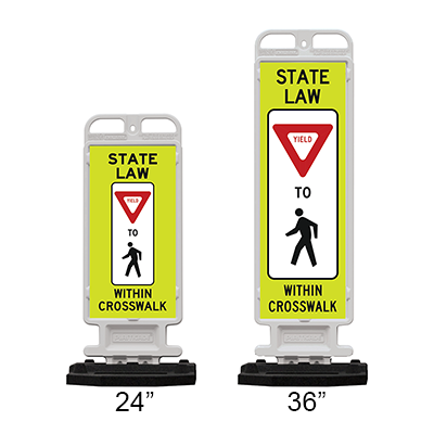 Crosscade Crosswalk Sign (STATE LAW YIELD TO PEDESTRIANS) - 36in Double-Sided Panel with 28 lbs. Rub