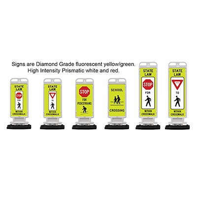 Crosscade Crosswalk Sign (STATE LAW YIELD TO PEDESTRIANS) - 36in Double-Sided Panel with 28 lbs. Rub