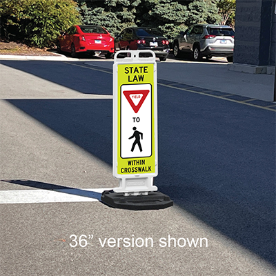 Crosscade Crosswalk Sign (STATE LAW YIELD TO PEDESTRIANS) - 36in Double-Sided Panel with 28 lbs. Rub