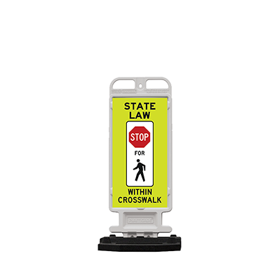 Crosscade Crosswalk Sign (STATE LAW STOP FOR PEDESTRIANS) - 36" Double-Sided Panel with 28 lbs. Rub