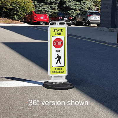 Crosscade Crosswalk Sign (STATE LAW STOP FOR PEDESTRIANS) - 36" Double-Sided Panel with 28 lbs. Rub