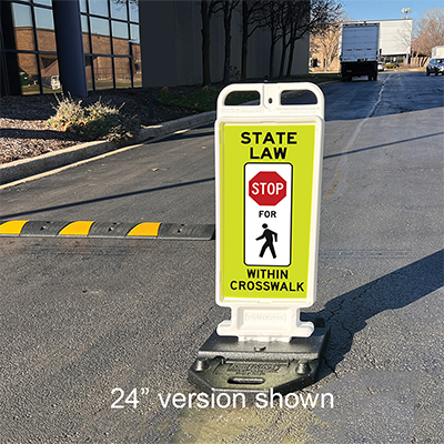 Crosscade Crosswalk Sign (STATE LAW STOP FOR PEDESTRIANS) - 36" Double-Sided Panel with 28 lbs. Rub