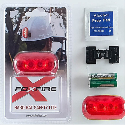 Foxfire hard hat safety kight Kit - 1 red light displayed in retail packing with 1 plastic hard hat