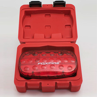 Foxfire logger lite kit - red light displayed in carrying case.