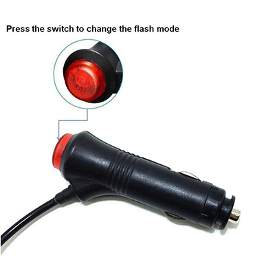 Car adapter and flash mode control switch for Foxfire Magnetic Strobe Warning Vehicle Light.