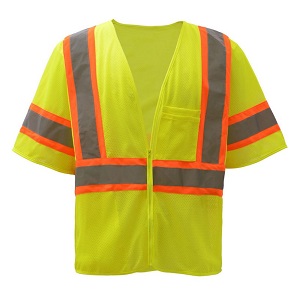 Class 3 Mesh Vest w/Two Tone Reflective Stripes - Lime