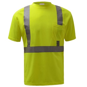 Class 2 Short Sleeve T-Shirt  with chest pocket - Lime