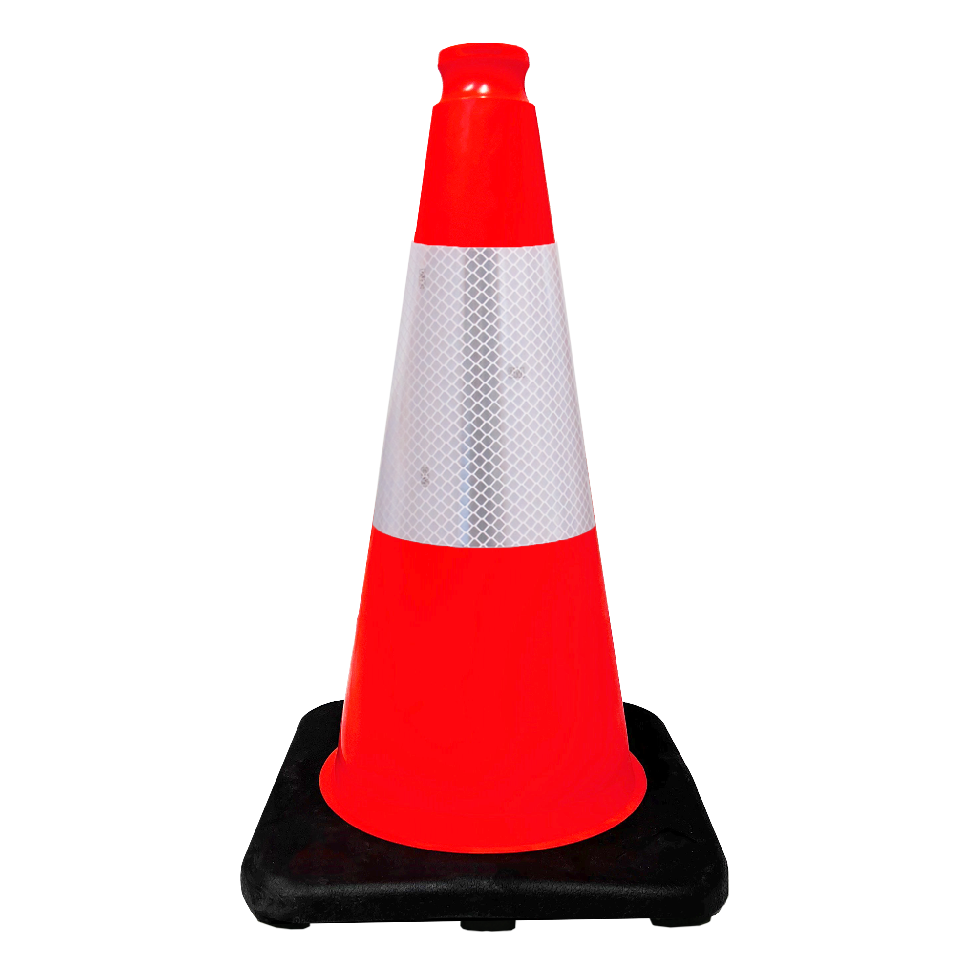 18" Orange Traffic Cone (Black Base) (6" Reflective Collar) - 3 lbs