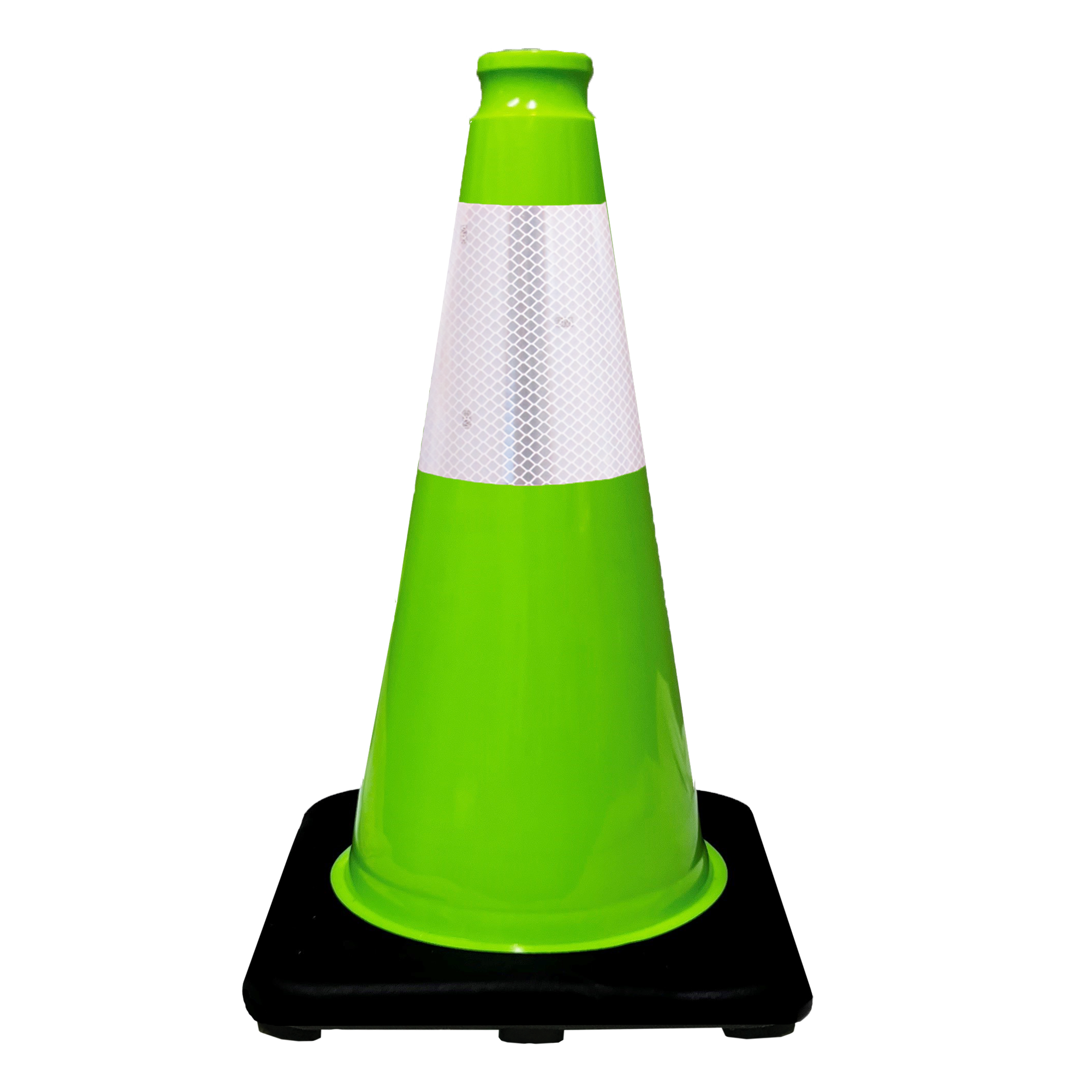 18" Lime Green Traffic Cone (Black Base) (6" Reflective Collar) - 3 lbs