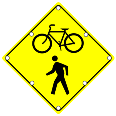 Solar Powered Flashing LED Bike and Pedestrian Crossing Sign