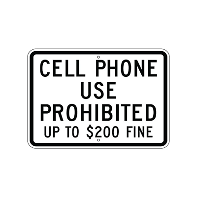 Aluminum Cell Phone Use Prohibited Sign