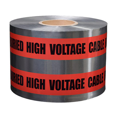 Underground Detectable Tape High Voltage Cable Below (Red)