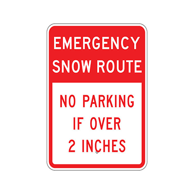 Aluminum Emergency Snow Route Sign 18" x 24"