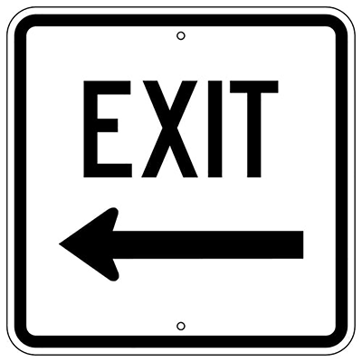 Aluminum Exit Left Arrow Sign