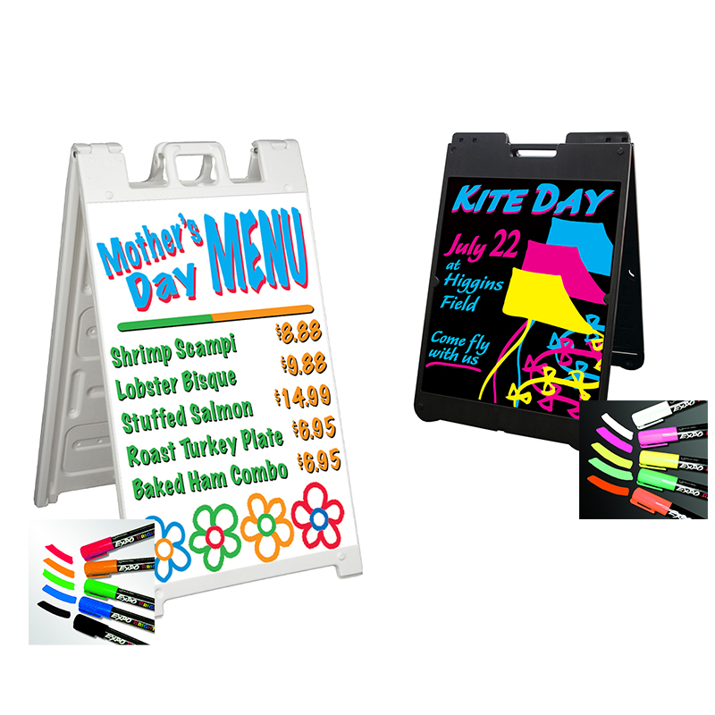 Marker Board Kit for Portable Sign Stands - Set of 2