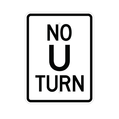 18" x 24" Aluminum NO U TURN Sign (R3-4A)