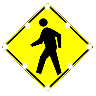 Solar Powered Flashing LED Pedestrian Crossing Sign