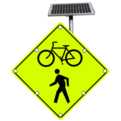 Economy Solar Powered LED BICYCLE PEDESTRIAN CROSSING Sign