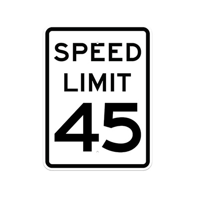 Aluminum SPEED LIMIT 45 Sign (R2-1)