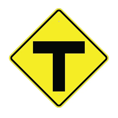 Aluminum T Intersection Symbol Sign (W2-4)