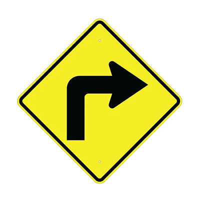 Aluminum Right Turn Sign (W1-1R)