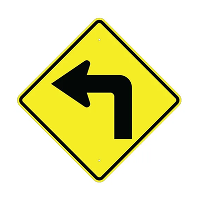 Aluminum Left Turn Sign (W1-1L)