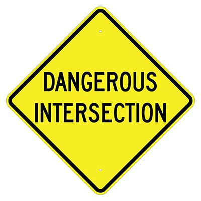 Aluminum Dangerous Intersection Sign (W2-66)