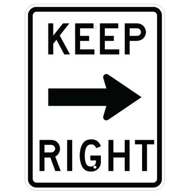 18" x 24" Aluminum KEEP RIGHT Sign (R4-7A)