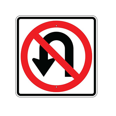 Aluminum No U Turn Symbol Sign (R3-4S)