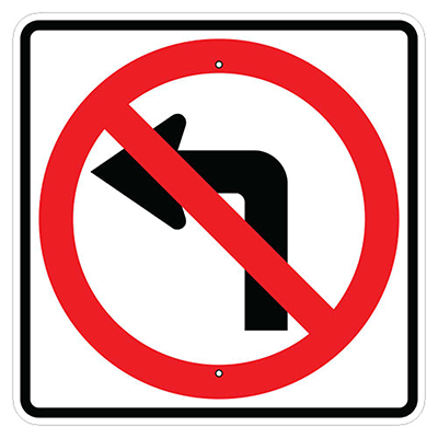 Aluminum No Left Turn Symbol Sign (R3-2S)