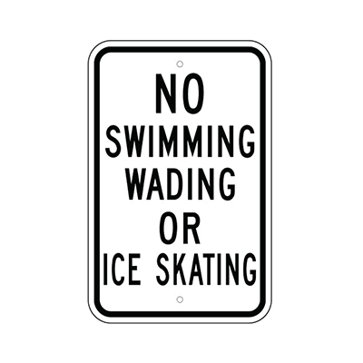 Aluminum No Swimming Wading or Ice Skating Sign