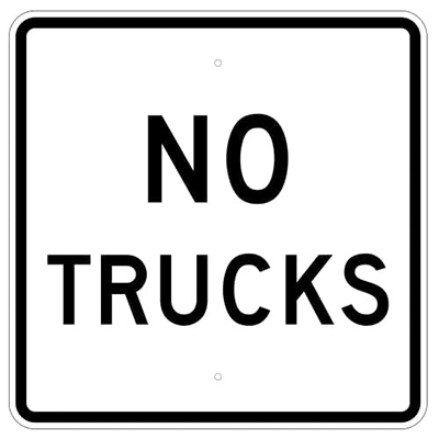 24" x 24" Aluminum NO TRUCKS Sign (R5-2A)