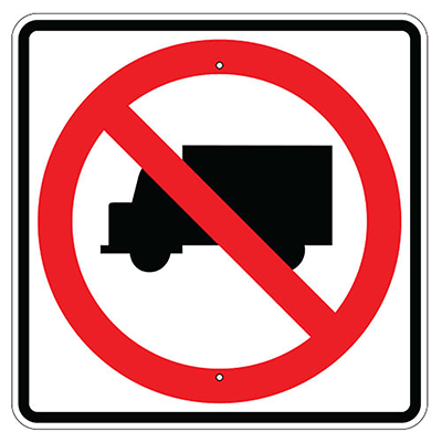 24" x 24" Aluminum No Trucks Allowed Symbol Sign (R5-2S)