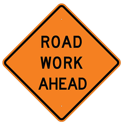 Aluminum Road Work Ahead Sign (W-65)