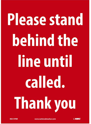 Please Stand Behind the Line Sign - Social Distancing Sign