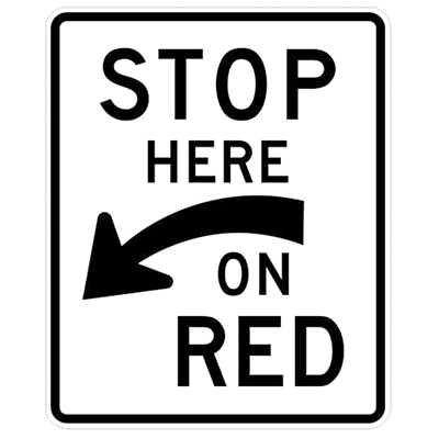 24" x 30" Aluminum STOP HERE ON RED Arrow Sign