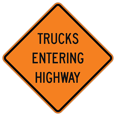 Aluminum Trucks Entering Highway Sign (W16-3)