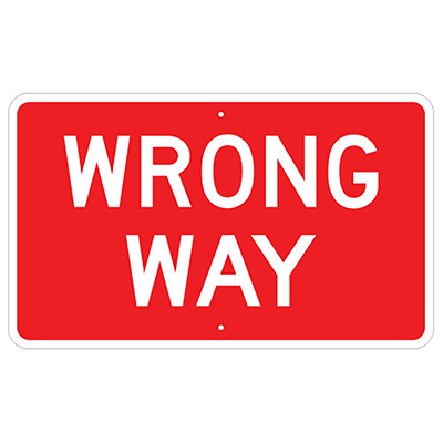 Aluminum WRONG WAY Sign (R5-9)